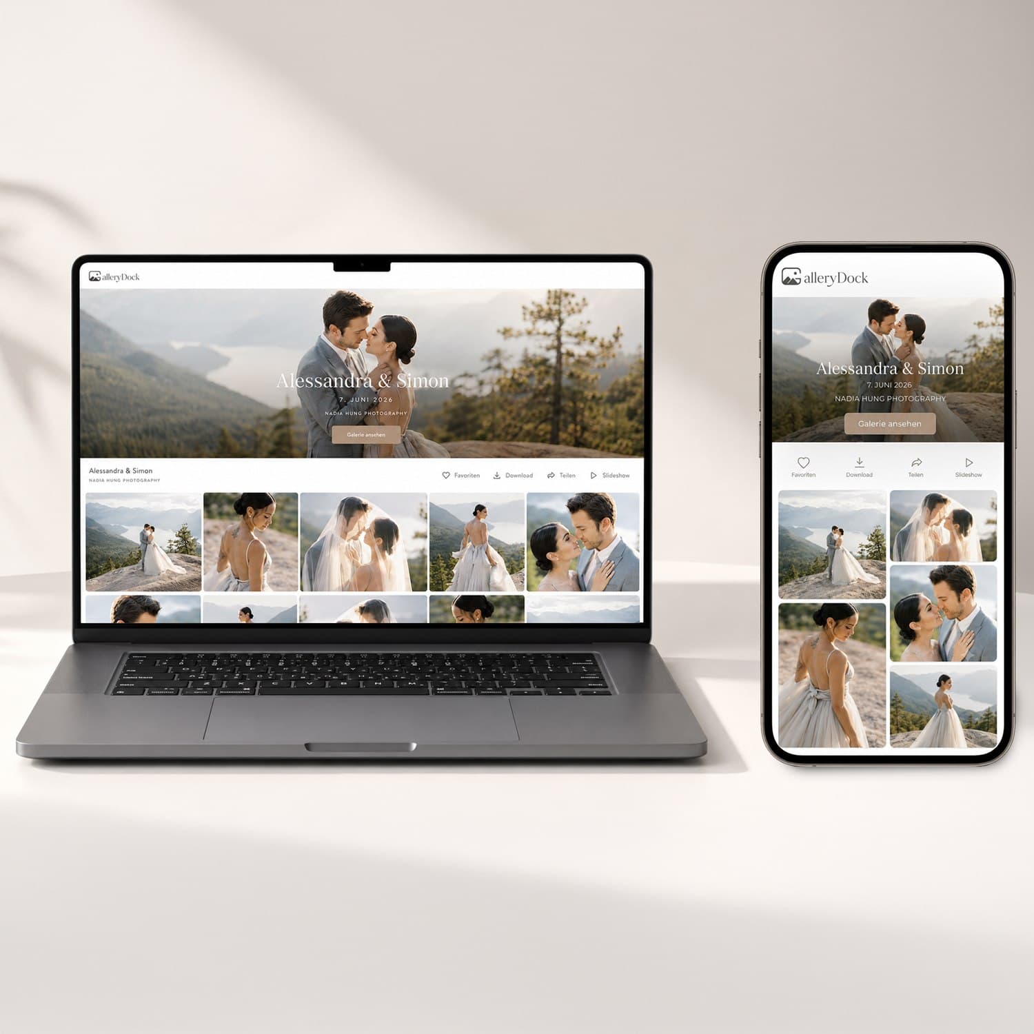 GalleryDock gallery displayed side by side on a laptop and smartphone