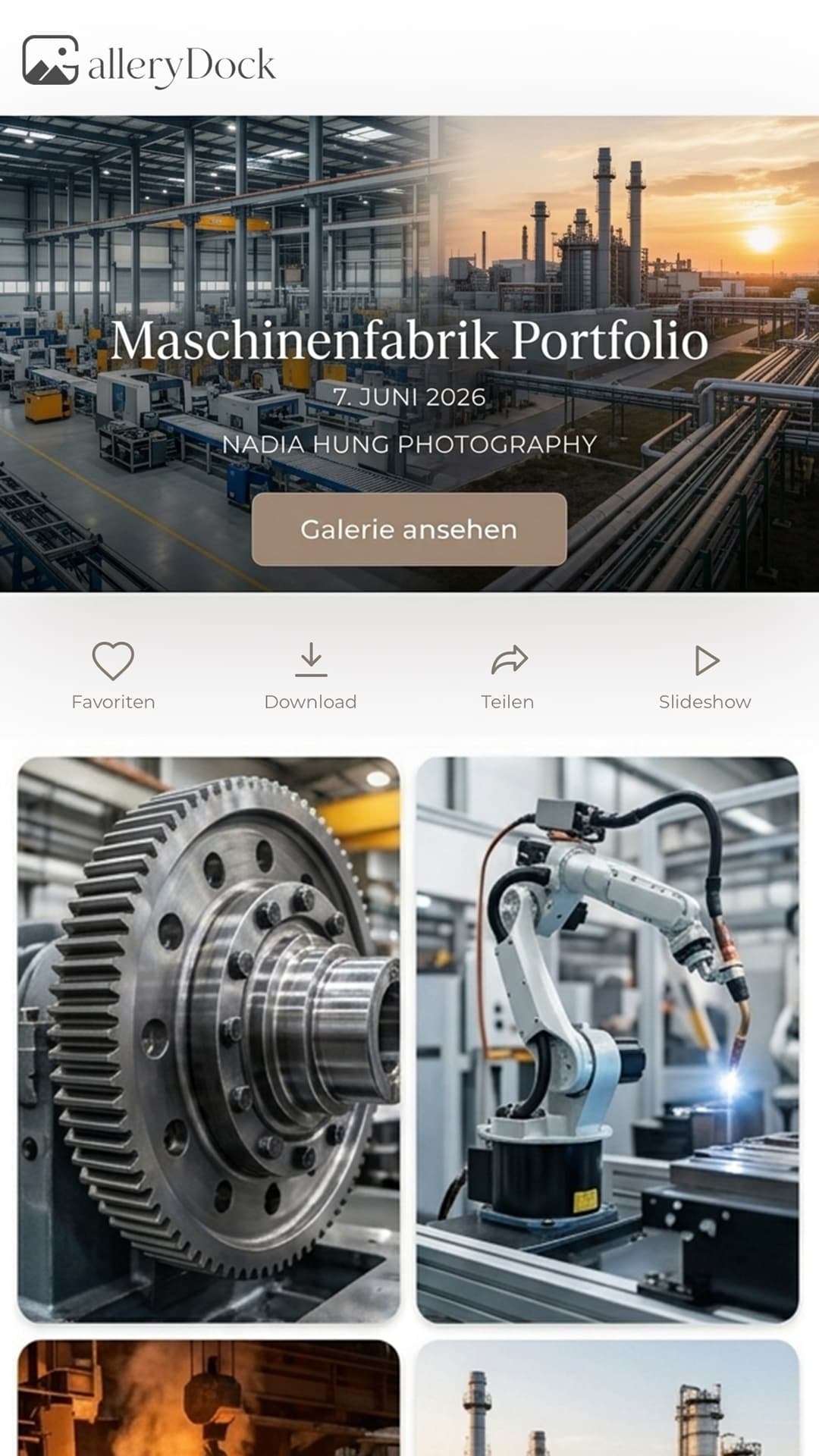 Mobile GalleryDock Kundenansicht für die Bildauslieferung