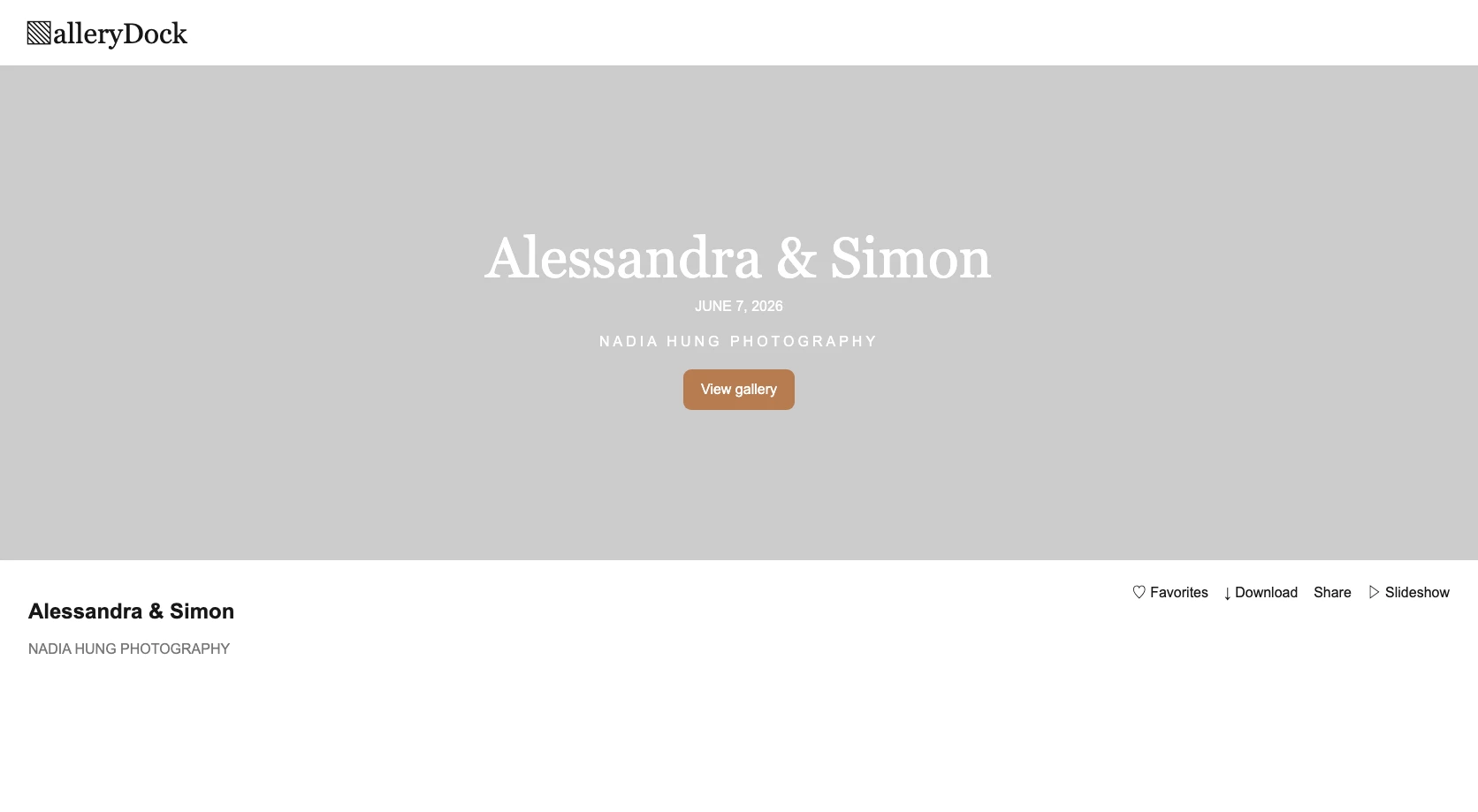 English client gallery displaying a clear assignment title