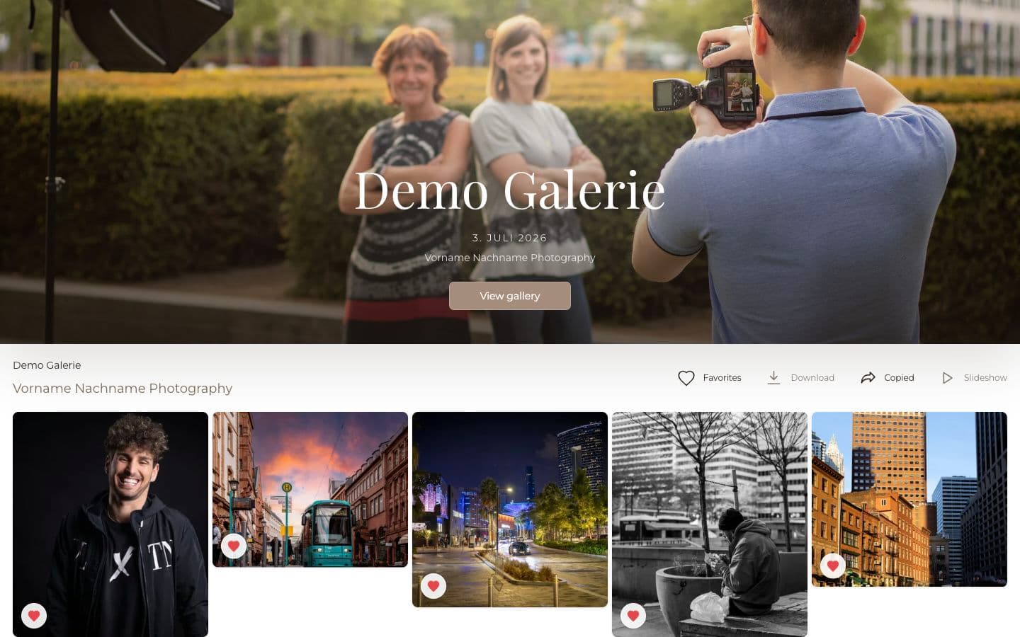 English GalleryDock gallery after copying the private client sharing link
