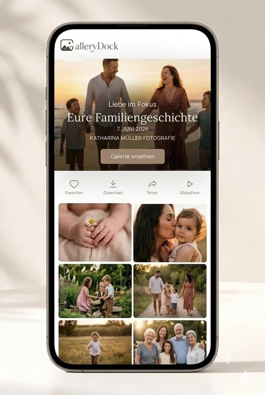 Mobile private Familiengalerie für Familienfotos in GalleryDock