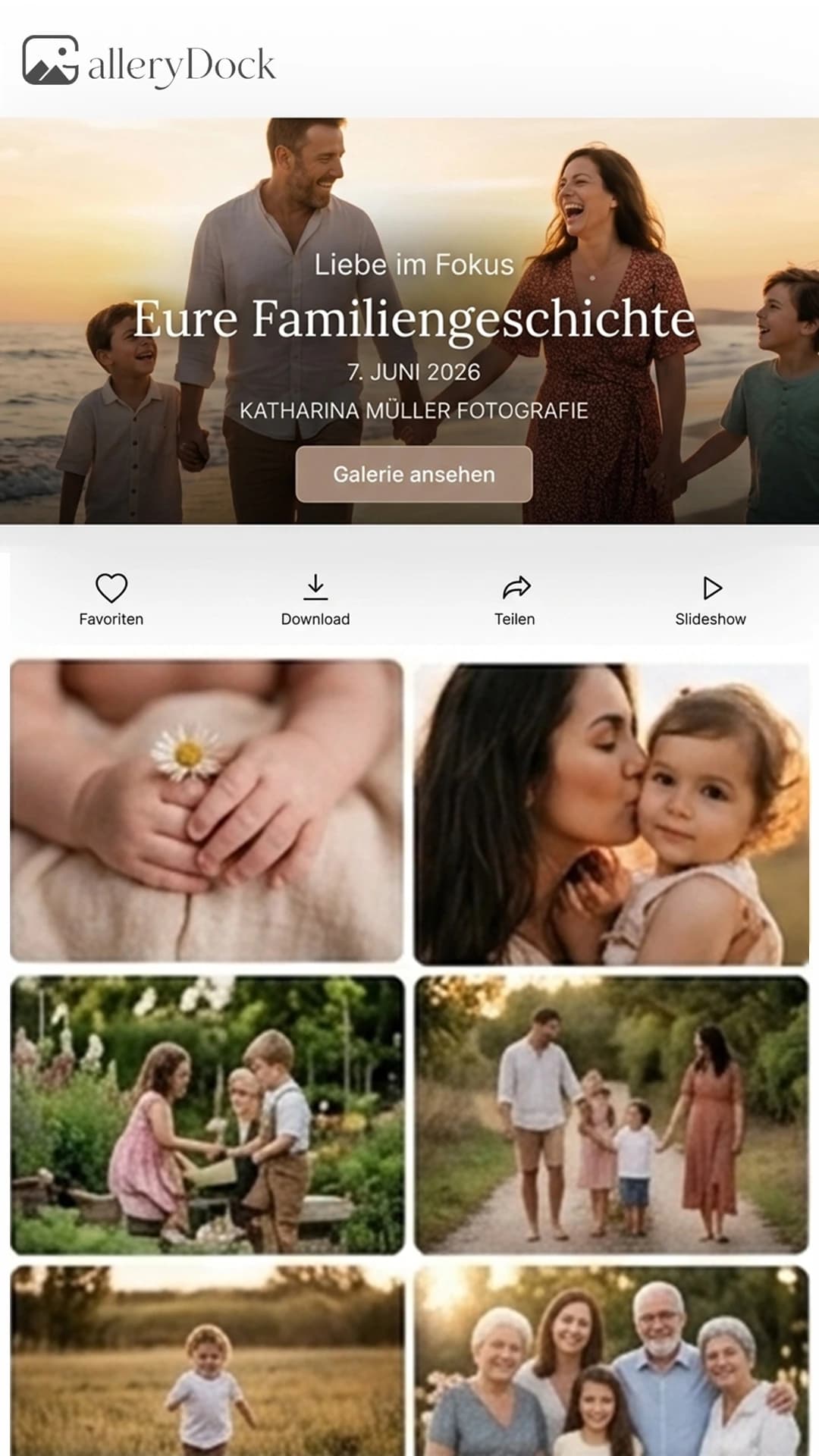 Private GalleryDock-Familiengalerie mit persönlichen Shootingmotiven