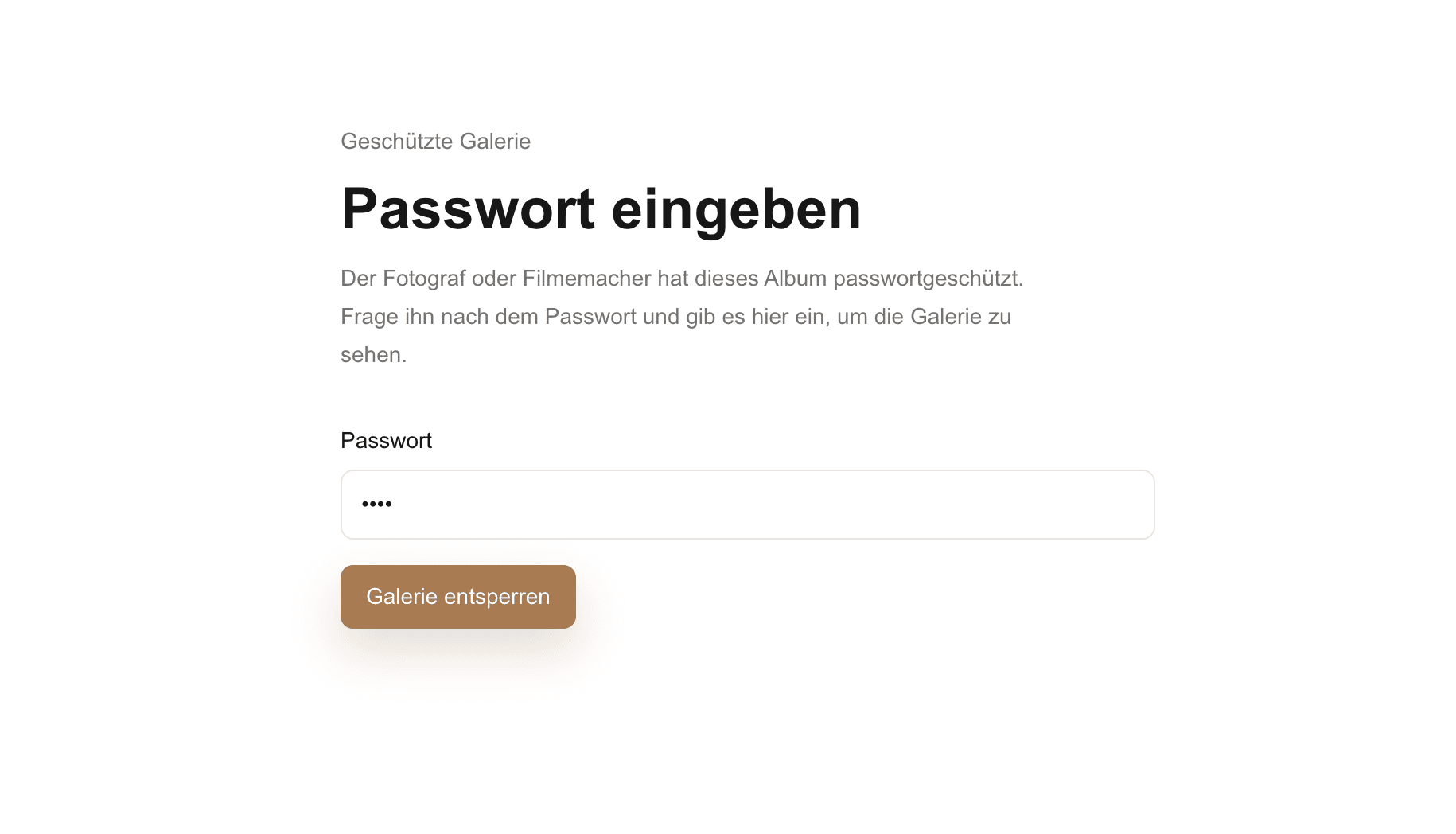 Passwortgeschützte Fotogalerie für Kunden mit privatem Zugriff
