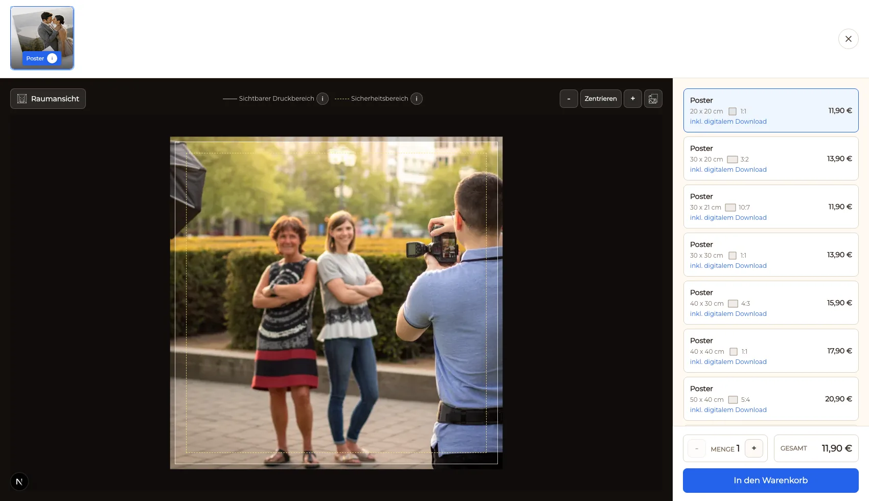 Fotoposter mit GalleryDock direkt in einer Kundengalerie verkaufen