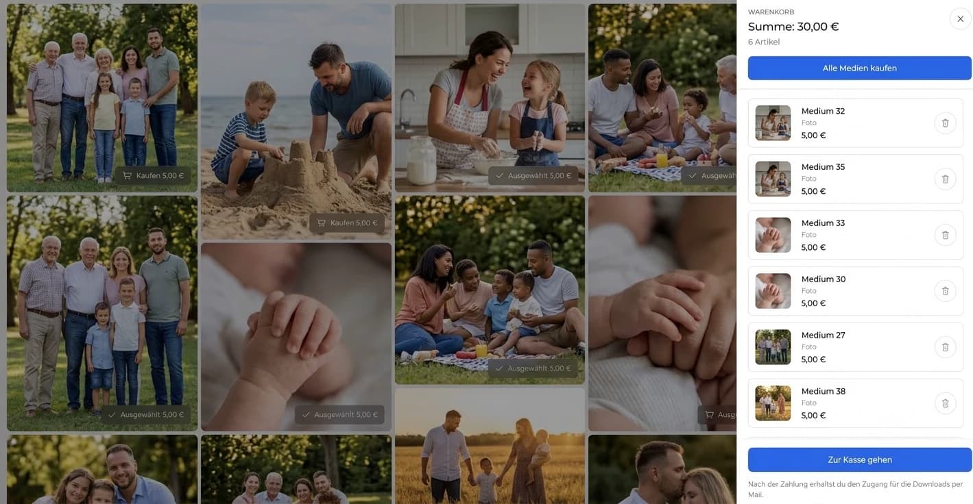 Newborn-Foto mit Auswahl zwischen Fotoabzug und Wandprodukt in GalleryDock