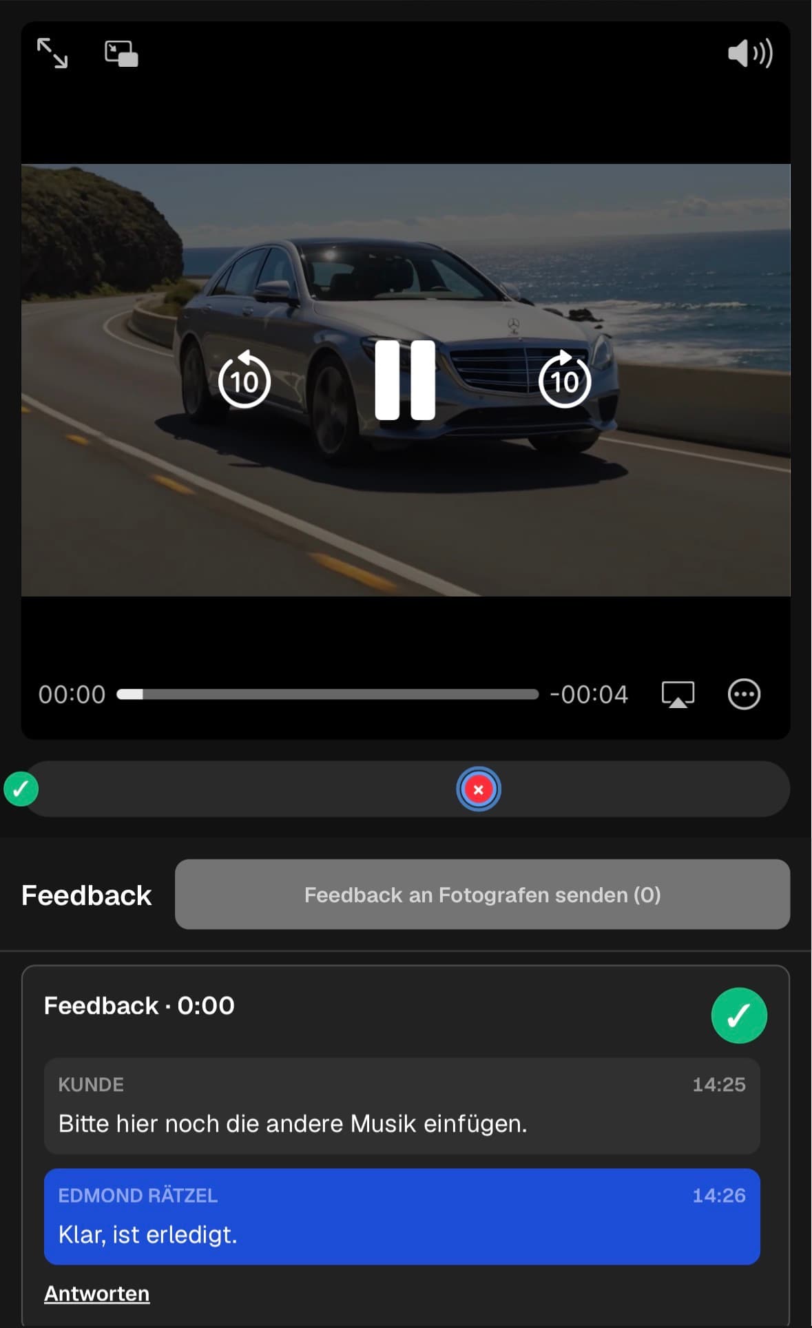Video auf dem Smartphone online mit Timecode kommentieren